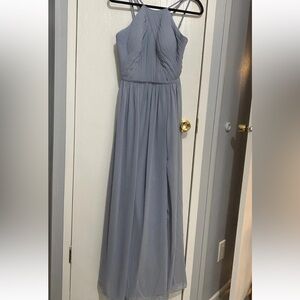 Azazie Dusty Blue Gown size A6 Bridesmaid Dress A Line High Neck
